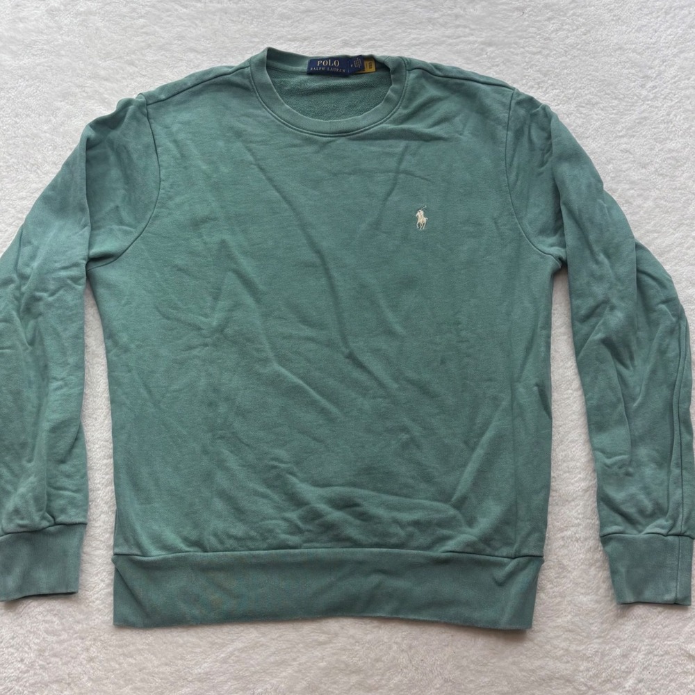 Polo Ralph Lauren Mens Medium Sage Green Cotton French Terry Crewneck Sweatshirt
